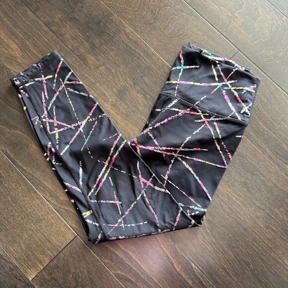 𝅺nwt Abstract HI-Rise 7/8 (24") Black with Multicolor - Size 6-8 - Picture 3 of 5